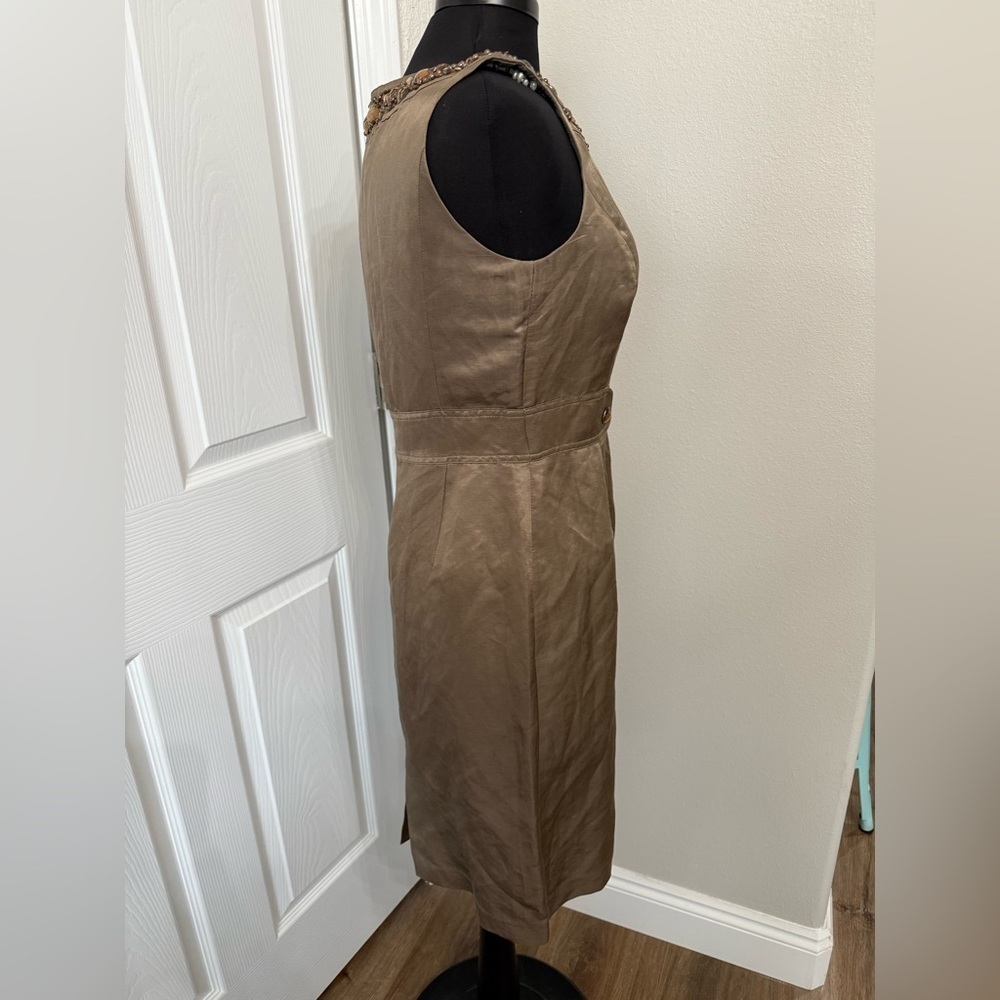 Alex Marie Womens 6 NWT Bronze Brown Tan Dress Silk Blend Jewel Shift Sleeveless - Picture 4 of 9